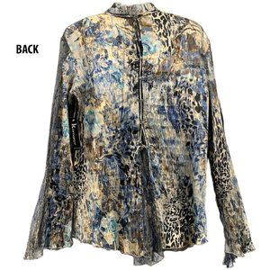 Komarov long sleeved pleated and lace-up top